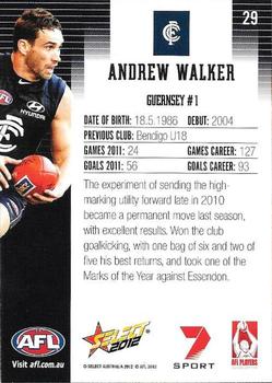 2012 Select AFL Champions #29 Andrew Walker Back